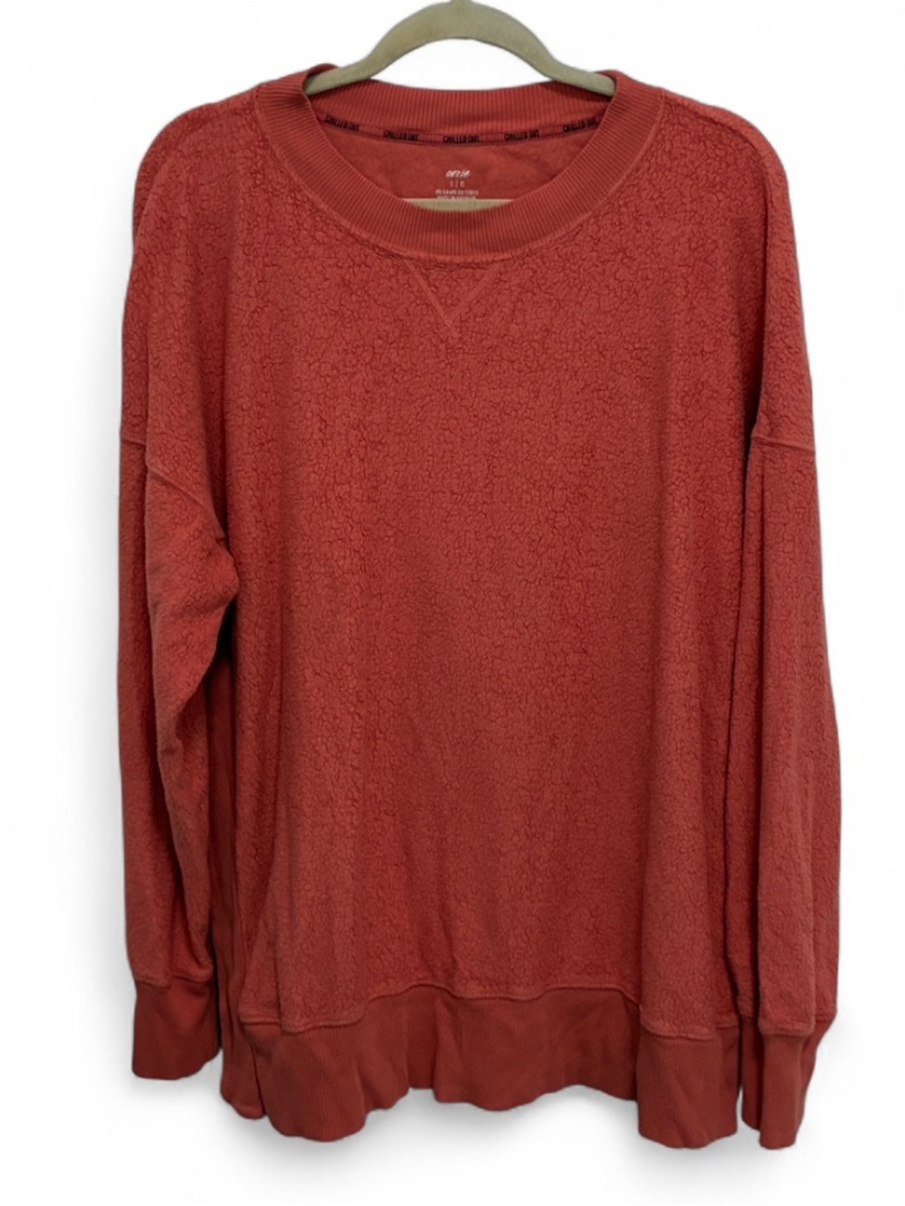 aerie Relaxed Crewneck Oversized Terry Cloth Sweatshirt - Orange